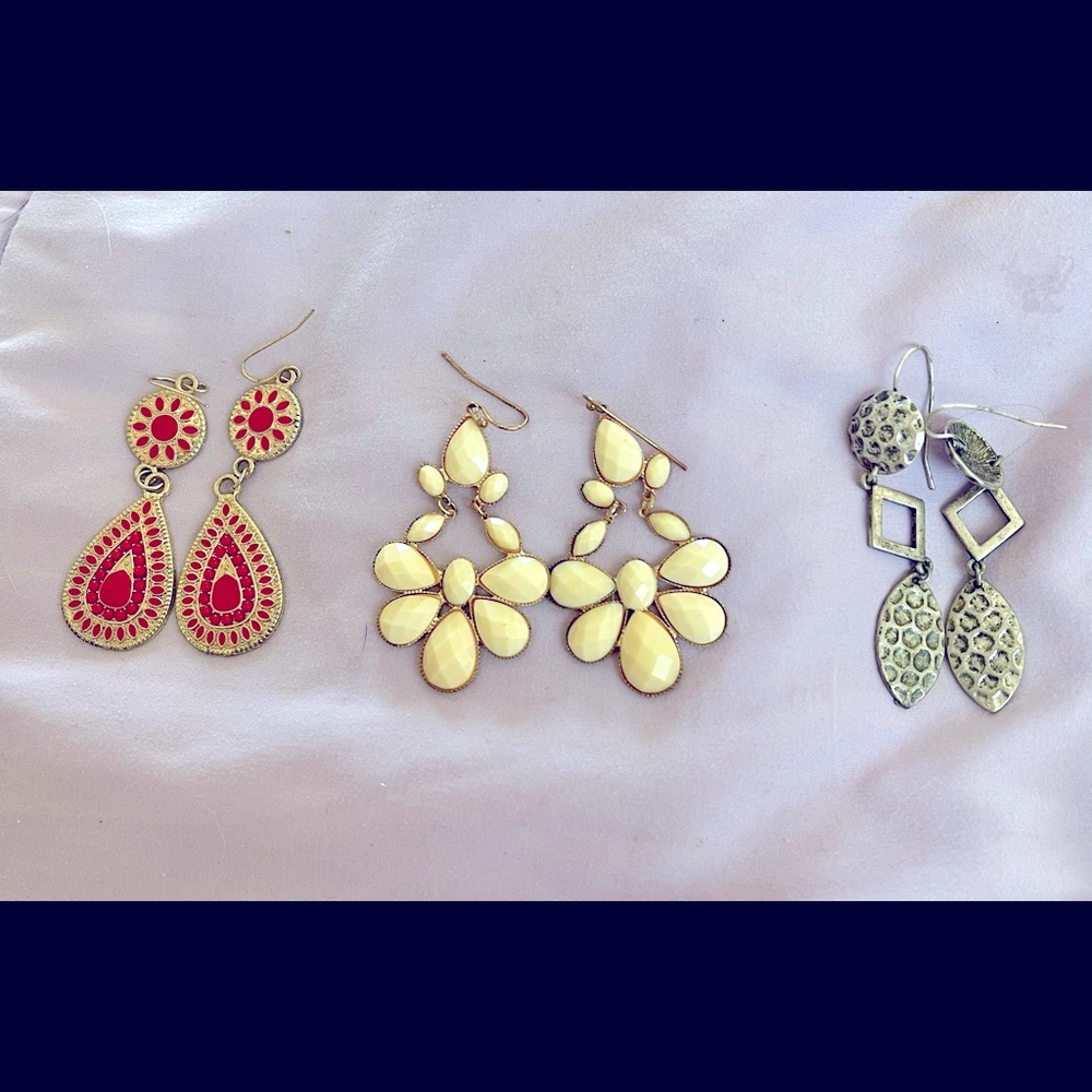 Lot of 3 pair dangle earrings